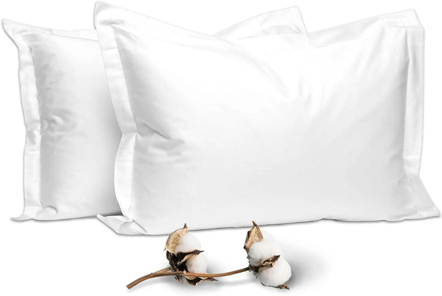 2piece Cotton Pillow cases King Size White, 400 Thread Count 100% Long Staple Cotton Luxurious Sateen Weave Oxford 50x90 (100% Cotton)