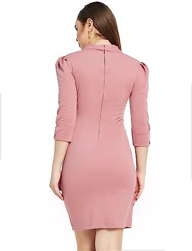 Women's Solid Double Breasted Knee Length Dress (MOAW21D13-33-234-05)