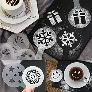 36Pcs Coffee Decorating Stencils, and 2 Stainless Steel Mesh Powder Shaker