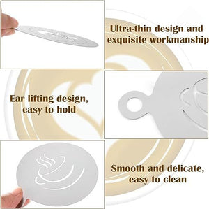 3 PCS Stainless Steel Coffee Stencils, Personalized Coffee Decorating Stencil