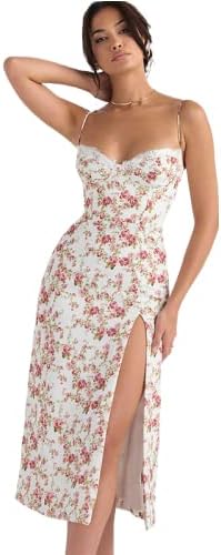 Women's dresses Spaghetti Strap Long Robe Flower Print Beige Bodycon Long dress for women casual,Summer Dress