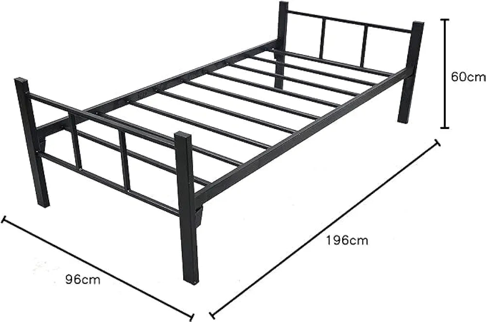Single black steel bed from Rigid