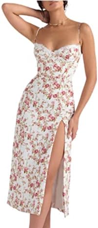 Spaghetti Strap Long Robe Flower Print Beige Bodycon Long dress for women casual,Summer Dress, sexy dresses for women