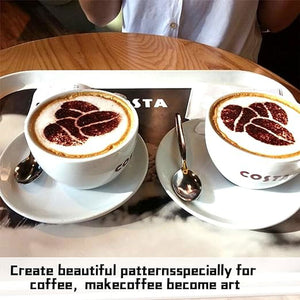 4 PCS Stainless Steel Coffee Stencils - Personalized Latte Art and Cake Decor with Barista-Grade Cappuccino Arts Templates, matel