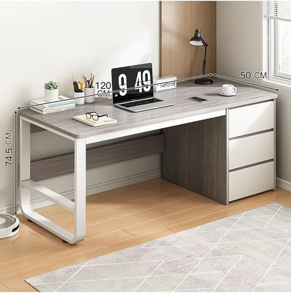 Multifunctional computer table and desk with 3 drawers, 120 cm