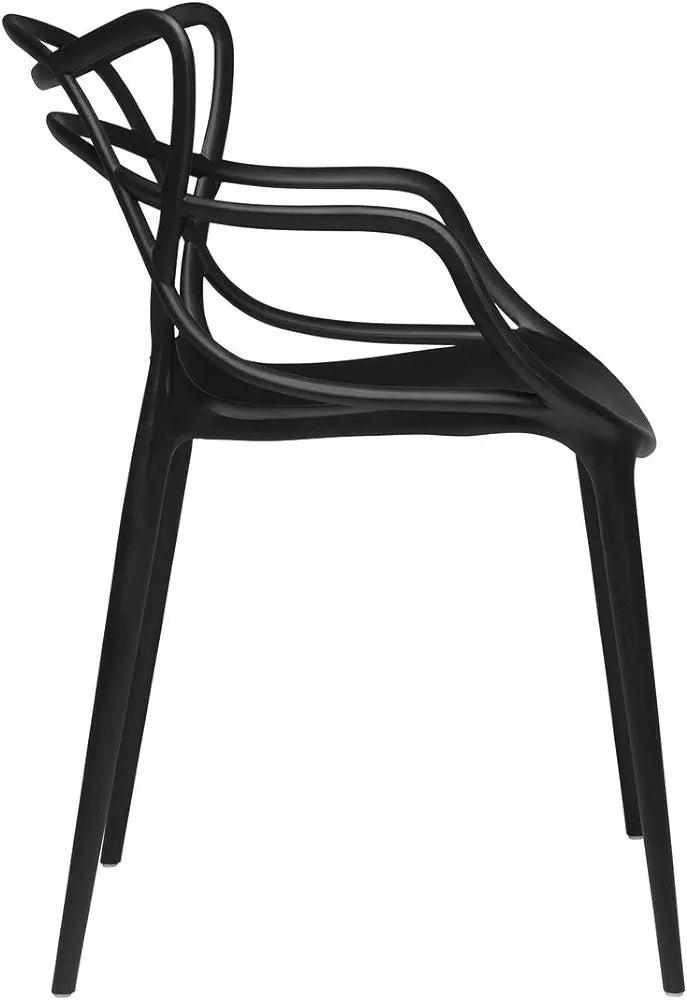 Masters Plastic Interlocking Chair for Kitchen, Garden, Lounge and Meeting Room (Black)