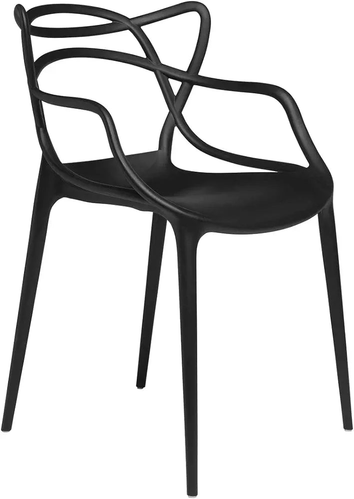 Masters Plastic Interlocking Chair for Kitchen, Garden, Lounge and Meeting Room (Black)
