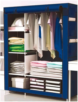 XXL Folding Wardrobe with Shelves RF12428, Large Capacity Portable Foldable Fabric Wardrobe with Strong Metal Rods Easy to Assemble 105cm x 45cm x 170cm