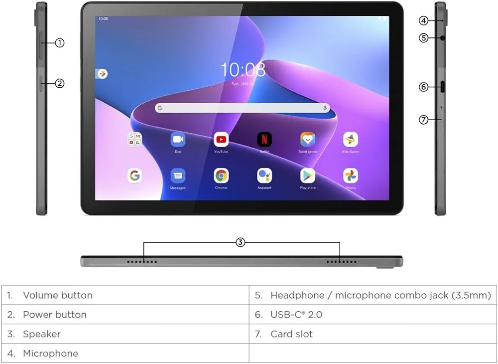 Lenovo Tab M10 3G, Wi-Fi, 4G LTE and Connectivity with Clear Case, 10.1-inch WUXGA Touch Screen(1920x1200),Unisoc T610 Processor,4GB RAM, 64GB Storage