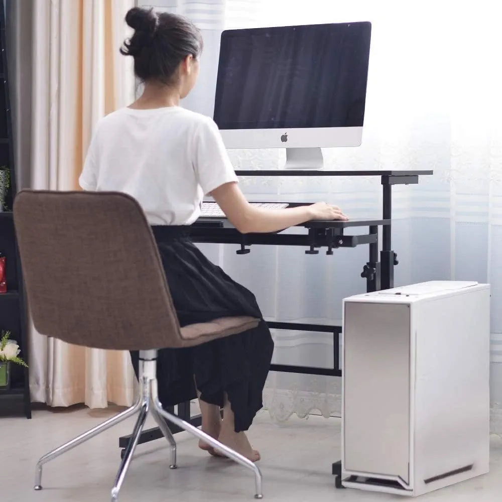 Sky-Touch Height Adjustable Standing Desk for Laptop, Computer, Tablet, Home Desk with Wheels for Computer Workstation, Black