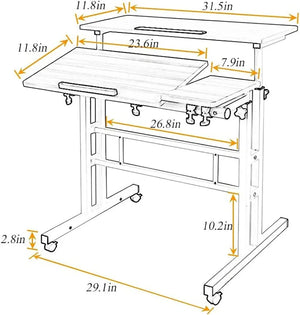 Sky-Touch Height Adjustable Standing Desk for Laptop, Computer, Tablet, Home Desk with Wheels for Computer Workstation, Black