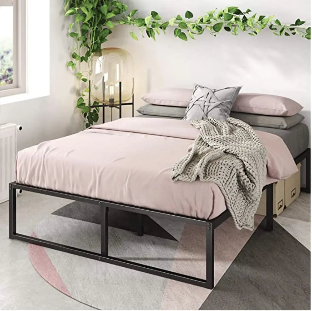 Panax Metal Bed Frame with Steel Support/Mattress Foundation Double, 14 Inch