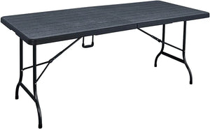 LANI SZK180 Wooden Design Portable Plastic Folding Table 180 x 75cm for 6-8 People