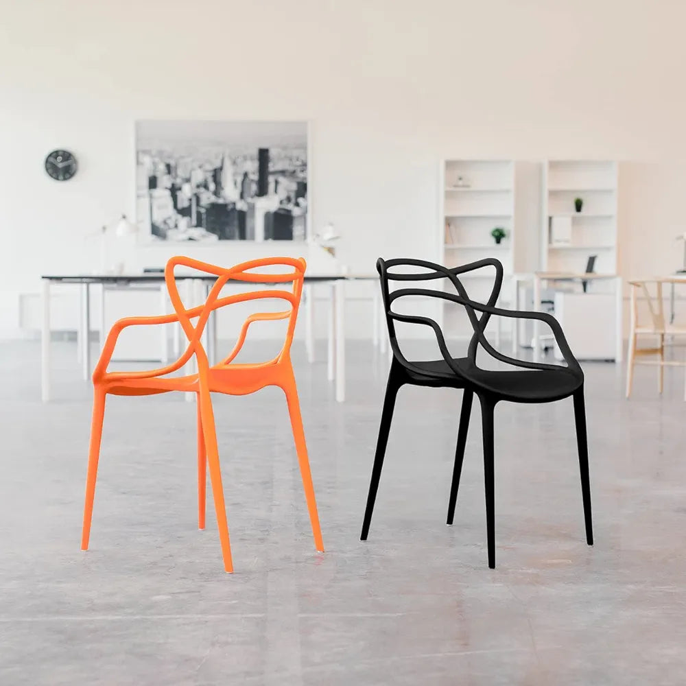 Masters Plastic Interlocking Kitchen Chair, Garden, Lounge and Meeting Room (Black)