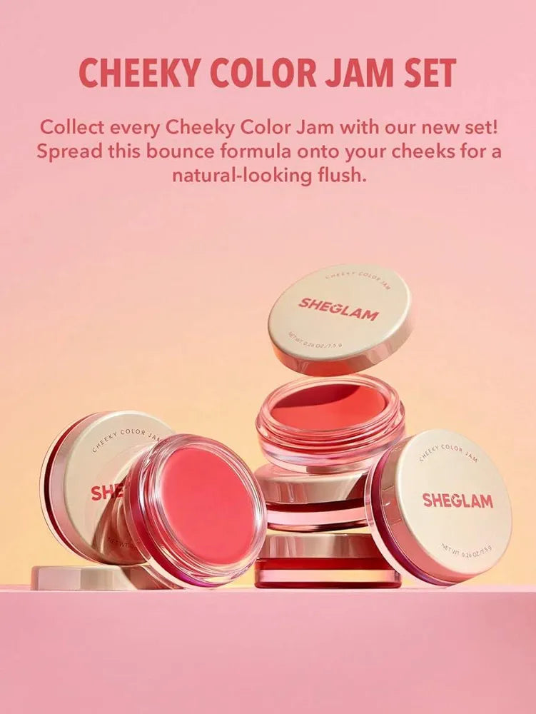 SHEGLAM - Cheeky Color Jam- 6 Shades Multi-Use Cream Blush Lip Cream Matte Highly Pigmented Natural Blush Powder Face Makeup (Rose Meadow)