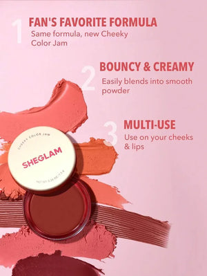 SHEGLAM - Cheeky Color Jam- 6 Shades Multi-Use Cream Blush Lip Cream Matte Highly Pigmented Natural Blush Powder Face Makeup (Rose Meadow)