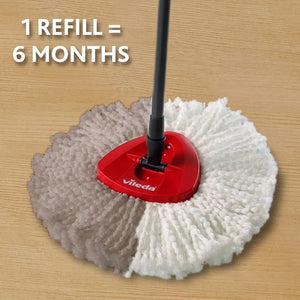 Vileda rotary floor mop cleaner replacement with mechanical wringing mechanism