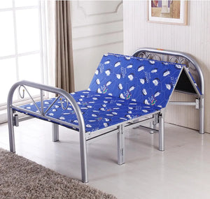 Sky-Touch Folding Bed Size 190 x 90 cm, Heavy Duty Single Folding Bed with Metal Steel Bed Frame and Tool-Free Setup, Blue