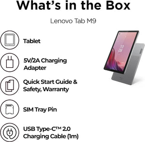 Lenovo Tab M9, 9 inch HD (1340x800) IPS 400 nits Anti-Fingerprint, Touch Screen, MediaTek Helio G80 Processor, 3GB RAM, 32GB Storage, Android 12