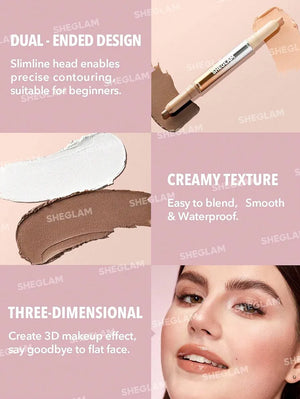 SHEGLAM Fine Line 2-In-1 Nose Contour & Highlight Pen Chestnut, One-Size Sheglam lunar glow highlighter