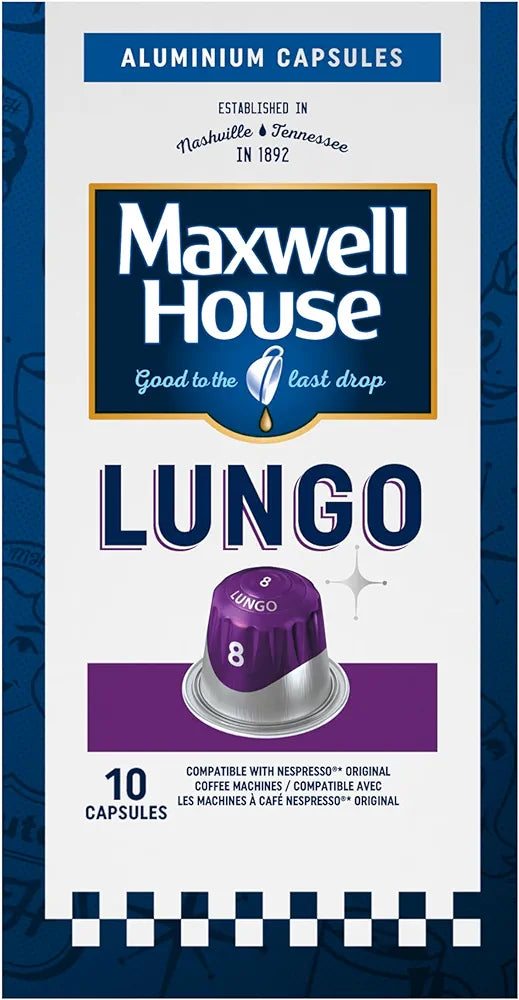 Maxwell House - Lungo Coffee - Intensity 8 - Intense - Nespresso compatible- Rich
