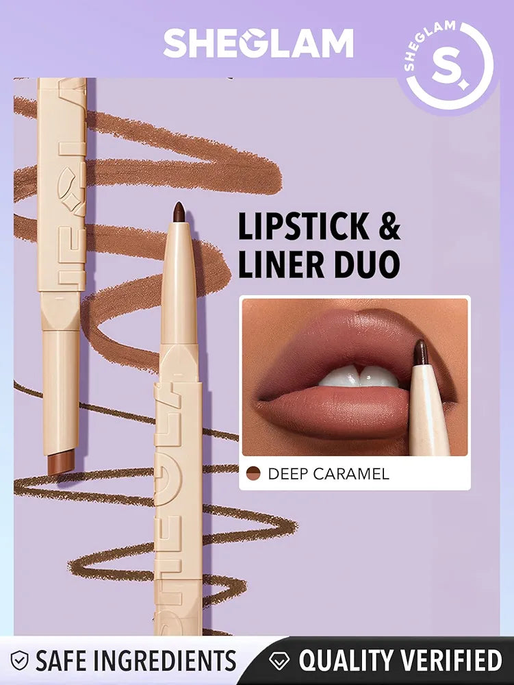 SHEGLAM 101 LIPSTICK & LINER DUO DEEP CARAMEL 0.85g 0.28g