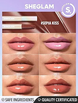 Sheglam lip plumper- Pout- Perfect Shine Lip Plumper - Moisturizing Plumping Solid Lip Gloss Non-Stick Nourishing (Sepia Kiss)
