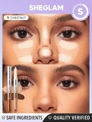 SHEGLAM Fine Line 2-In-1 Nose Contour & Highlight Pen Chestnut, One-Size Sheglam lunar glow highlighter