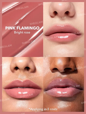SHEGLAM PoutPerfect Moisturizing Solid Lip Gloss with Plumping Serum Non Sticky Lipstick with Coconut Oil - Pink Flamingo