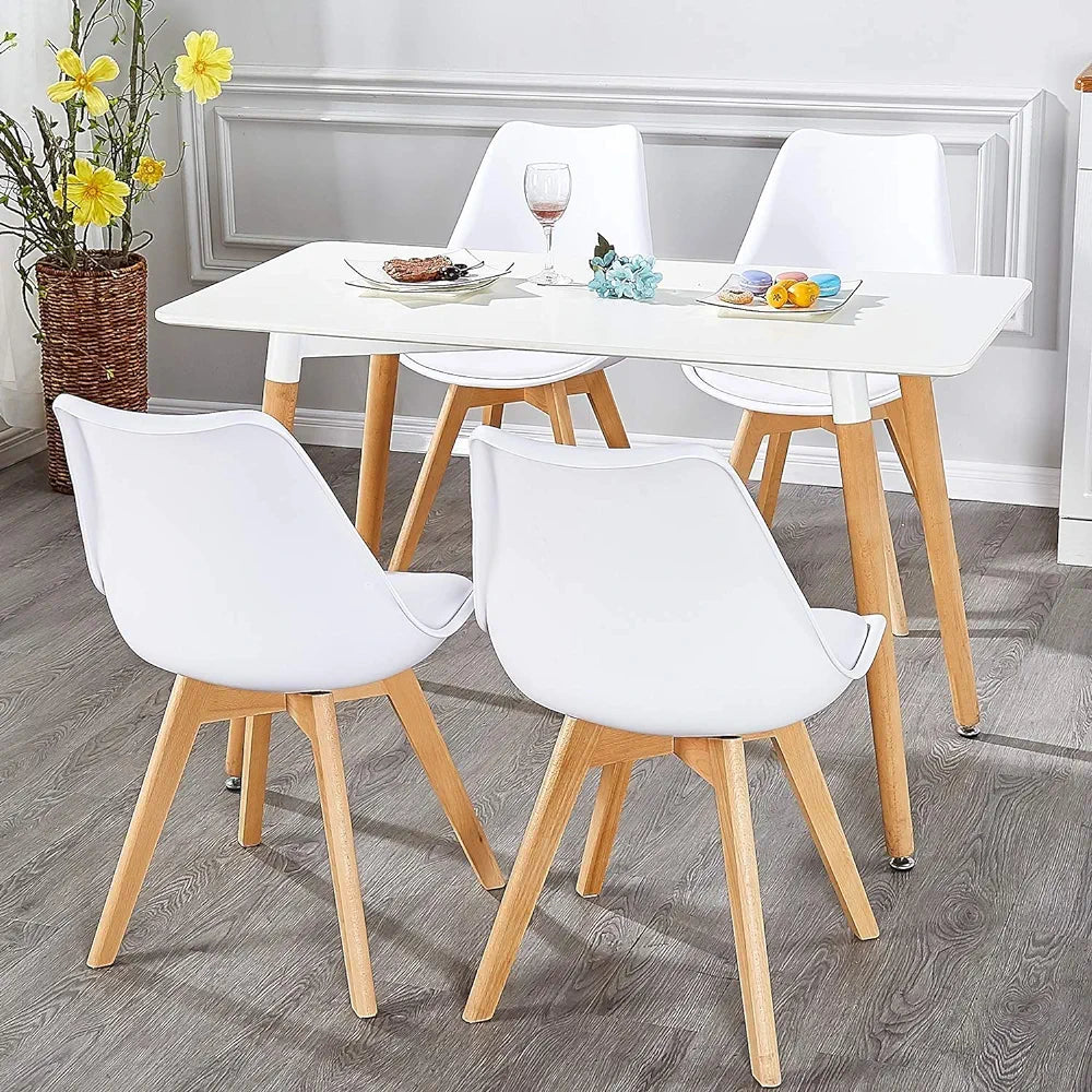 Beautiful Design Modern Dining Chair, Classic Kitchen Chairs with Leather Padded Seat and Inner Back and Side Chairs for Home, Bistro, Cafe