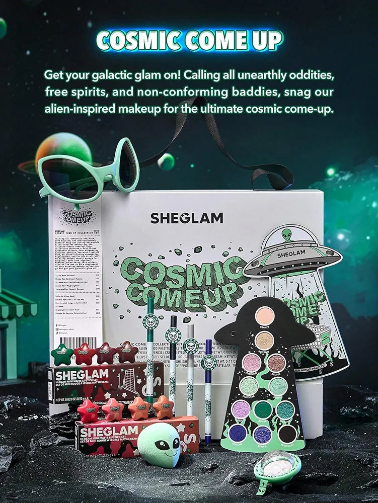 SHEGLAM lunar glow highlighter - Super pigmented Lunar Glow Highlighter Multi-Dimensional Shine Highlighter Powder High-Shine Finish Blue-Green Sheen Glow Face Makeup