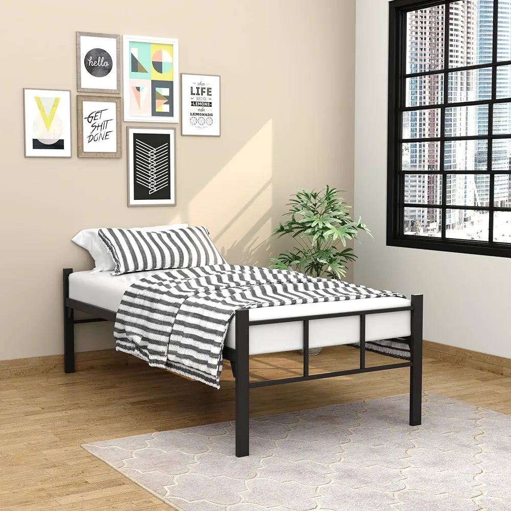 Single black steel bed from Rigid