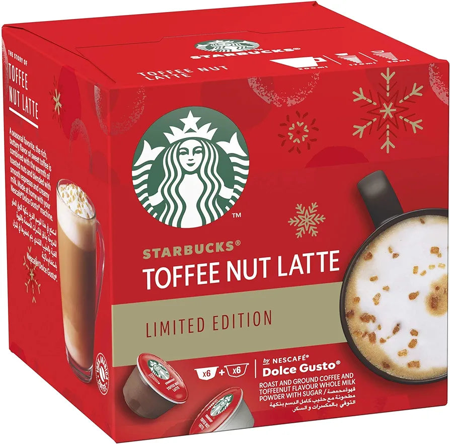 Limited Edition Toffee Net Latte Coffee Capsules Compatible with Nescafe Dolce Gusto Machines