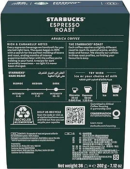 Starbucks Doubleshot Espresso Dark Roast By Nespresso Capsules (36 Capsules)