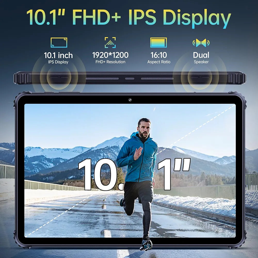 Kingkong Android 13 Rugged Tablet PC 10.1 Inch 16GB RAM 256GB ROM 1TB Expandable FHD Screen 10600mAh 8MP+16MP Camera Waterproof 4G Dual SIM 5G WiFi