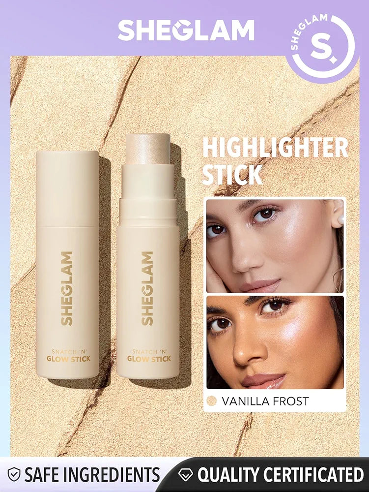 SHEGLAM Snatch 'n' Glow Stick - Cream Highlighter Makeup Stick Long Wear Brightening Non-Caking Highlighter Face Makeup (Vanilla Frost)