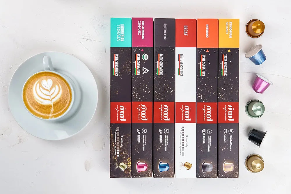 Mood Espresso - 90 Capsules 3 Flavors - Intenso, Ristretto, Organic Colombian