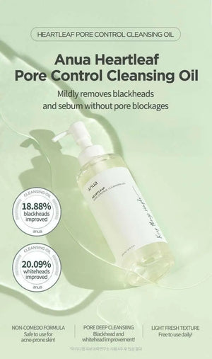 ANUA Heartleaf Pore Control Cleansing Oil Korean Facial Cleanser, Daily Makeup Blackheads Removal 6.76 fl oz(200ml)
