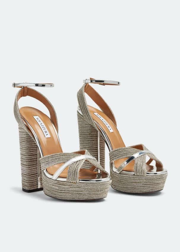 AQUAZZURA Sundance Crystal Plateau 140 Sandals