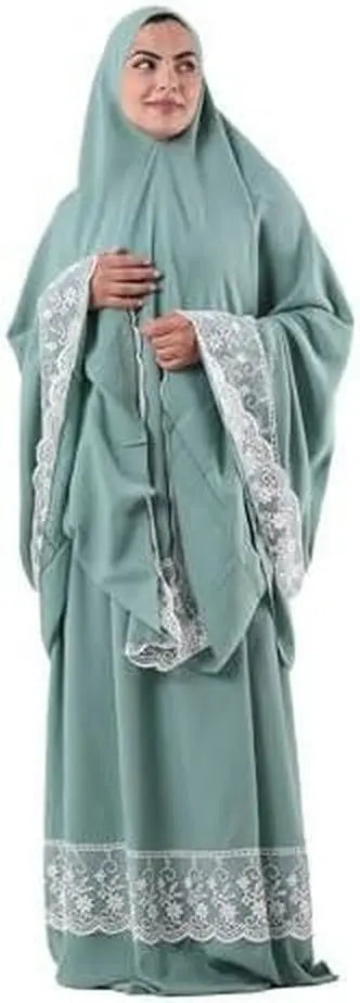 Abaya Two-Piece Muslim Dress for Islamic Prayer- Comfortable and Elegant Hijab Prayer Dress Set