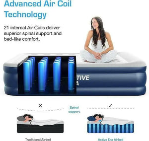 Active Era Air Bed Premium Single Size Inflatable Mattress With a Built In Electric Pump And Pillow (Twin) 99 x 187 x 46 cm