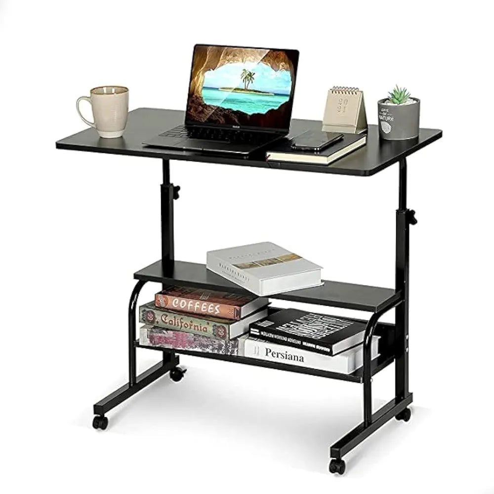 Adjustable Standing Desk, Small Desks for Small Spaces, Portable Laptop Computer Desk, Bedroom Table, Sofa Desk for Home Office,Skyover Desk on Wheels