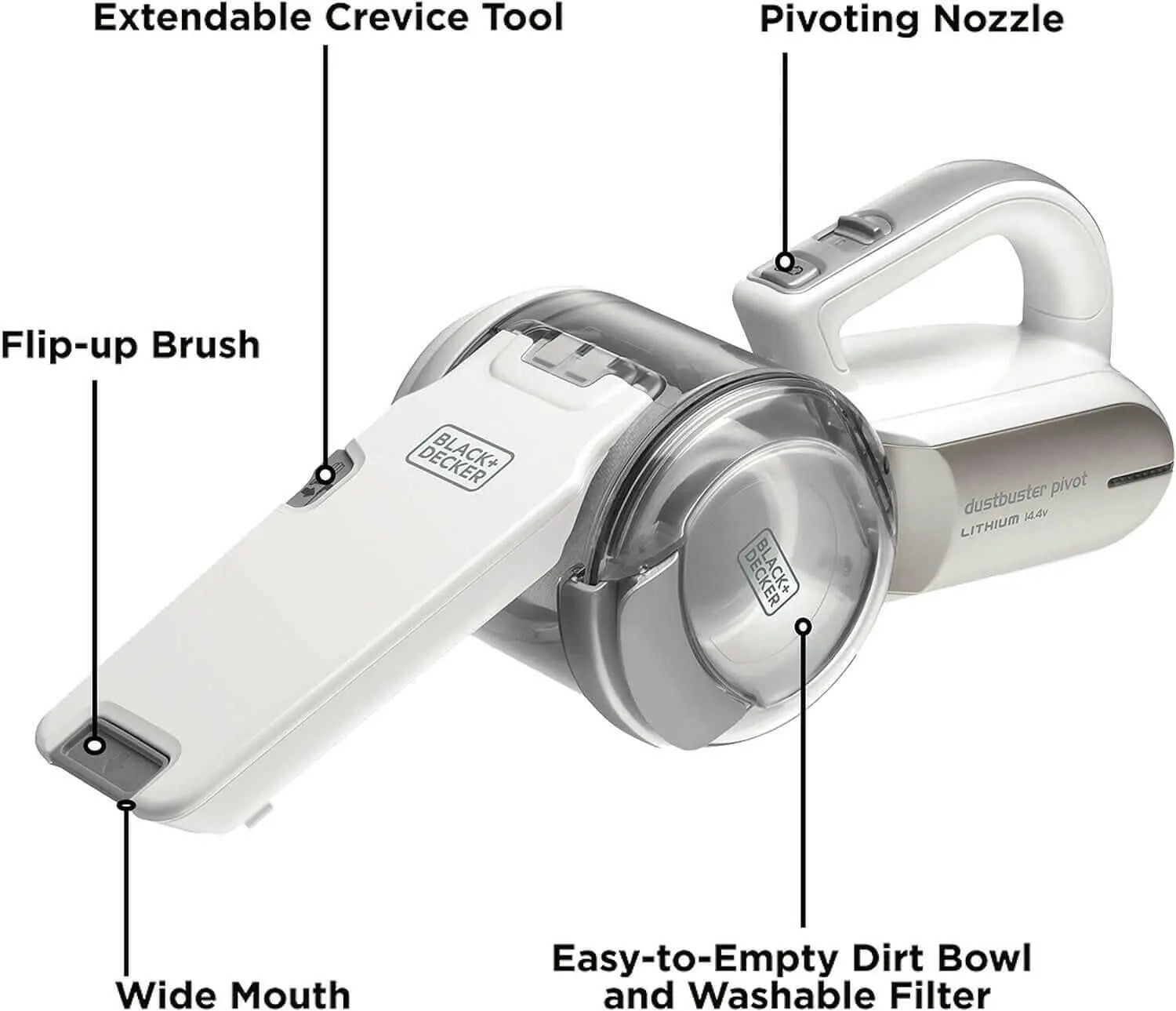 BLACK+DECKER 14.4V Cordless Handheld Pivot Vacuum Cleaner