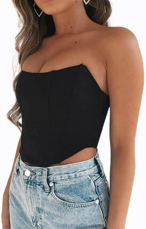 Bandeau Bra, Strapless Open Back Boned Tube Bra Crop Top