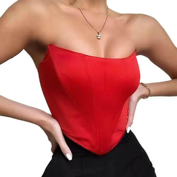 Bandeau Bra, Strapless Open Back Boned Tube Bra Crop Top