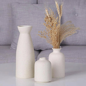 Beige Ceramic vase Set-3 Small Flower vases for Decor