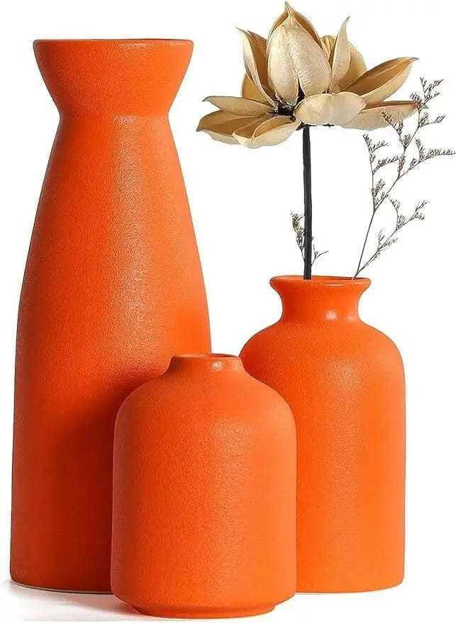 Beige Ceramic vase Set-3 Small Flower vases for Decor