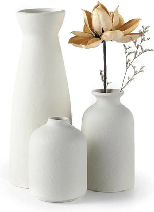 Beige Ceramic vase Set-3 Small Flower vases for Decor