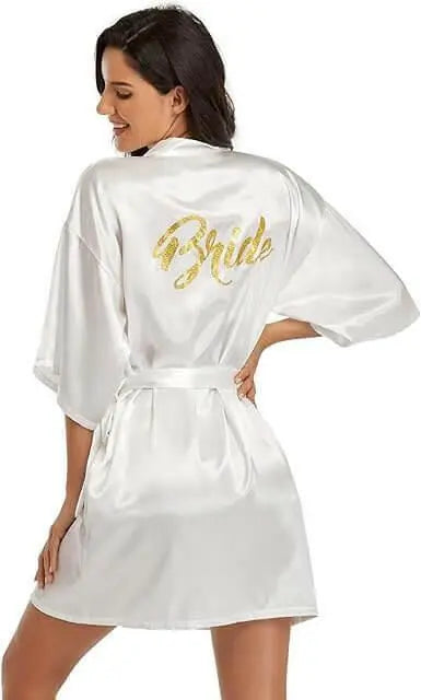 Bridal robe Satin Robe Kimono Wedding Party Getting Ready Robe Gold Glitter Engagement Party Bride to be Party