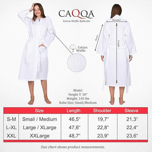 White Shower Robe Turkish Cotton Waffle Women Kimono Style Shower Robes Lightweight Long Robe Knit Bathrobe Self-Tying Belt Soft Sleepwear Belted Bathrobe With Pockets,Spa Day, Best Gift